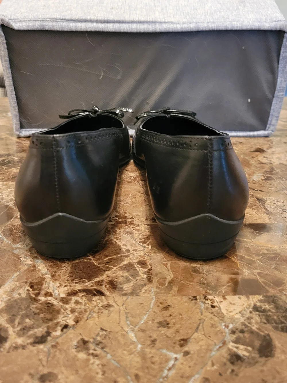 Salvatore Ferragamo Black Patent Leather Bow Ballet Flats